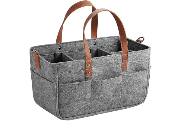 WOVELOT Organisateur De Couches Pour Bébé Support Portable Bac De Rangement De Crèche Portable Panier De Douche Panier De Rangement De Voiture Pour Lingettes Jouets Sac À Main Gris Foncé