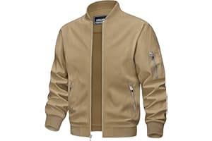 TACVASEN Herren Bomberjacke Leichte Übergangsjacke Fliegerjacke Frühling Sommer Blouson mit Reißverschlusstaschen