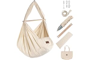 ‎SCHMUSEWOLKE BESTES FÜR BABYS SCHMUSEWOLKE Federwiege Komplett-Set - Hängematte für Babys und Kleinkinder ab Geburt bis 3 Jahre - Bio-Baumwolle - Mit Kunstfasermatratze