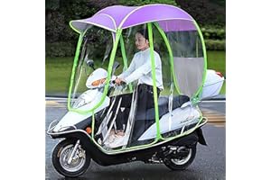 FUFIZU Vollständig Geschlossener Motorroller-Motorroller-Regenschirm, Mobilitäts-Sonnenschutz Und Regenschutz, Wasserdicht, Motorrad-Regenschutz, Wasserdichtes, Faltbares Universal-Mobilitätsroller,Lila,C