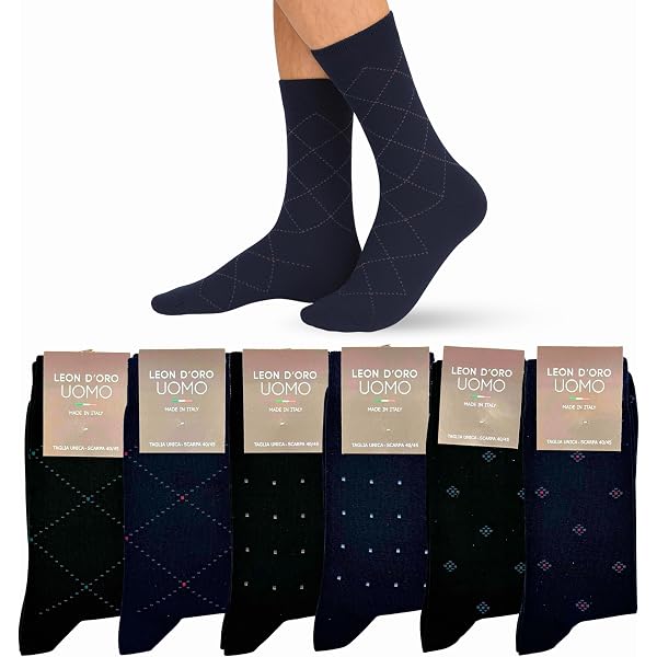 Gambaletto Uomo Gallo in Cotone Fantasia Righe Nero | Albos Underwear