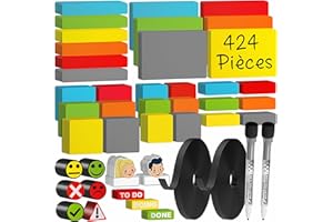 ATWAM - 424 Étiquettes Magnétiques Effaçables & Inscriptibles - Scrum - Lot de aimants et Accessoires inscriptibles pour Tableau Blanc, Tableau magnétique, Tableau magnétique et réfrigérateur