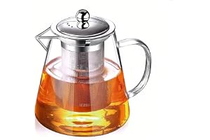 Kreativ tekanna, glastekanna, med värmebeständigt filter i rostfritt stål, perfekt för te och kaffe (750 ml)