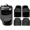 KARAN KING 4 Piece Rubber Car Mat & Carpet ( Front + Rear ) Car Mat Floor Mat Universal Non-Slip Heavy Duty for Cars SUV Truck & VAN, Water Proof, All Weather, Black