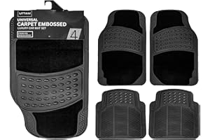 KARAN KING 4 Piece Rubber Car Mat & Carpet ( Front + Rear ) Car Mat Floor Mat Universal Non-Slip Heavy Duty for Cars SUV Truck & VAN, Water Proof, All Weather, Black