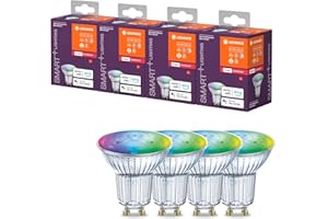 LEDVANCE Smart+ Reflektorlampe mit ZigBee Technologie, 4,9W, PAR16, Lichtfarbe RGBW einstellbar, Sockel GU10, 4er Pack, White