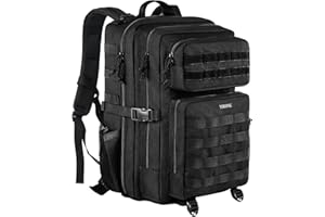 ‎YOREPEK YOREPEK Large Army Backpack Men's 45 L Military Backpack, Tactical Backpack. MOLLE Assault Backpack for Outdoors, Camping, Hiking, Trekking and Hunting, Black, black, 45L