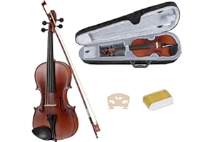 Classic Cantabile Student Violinenset 3/4 (Einsteiger/Schülerinstrument, Geige, Boden & Zargen aus Ahorn, Massive Fichtenholz Decke, Ahorn Steg, Inkl. Etui, Bogen und Kolofonium)