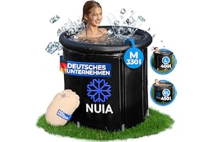 NUIA Premium Eisbad 2.0 330L (75 cm Ø) M Komplettset, Kryotherapie Eis Bad für Sportler & Anfänger, Eistonne mit 5 Isolierschichten Eis Tonne (M)