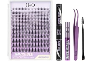 BELLEQIANA B&Quagen Lash Extension Set, Invisible Band, Manga Lashes, Fairy Style Eyelash Extensions Set, 7 Days Hold, Invisible Band, C Curl Eyelash Extensions (Fairy Style C-8-16MIX)