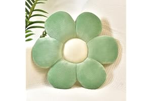 FSRONGXI Daisy Flower Pillow, Decorative Green Throw Pillows, Cute Floor Cushions, Aesthetic Preppy Room Decor Cushion for Bed, Sofa, Chair 38cm (Green)