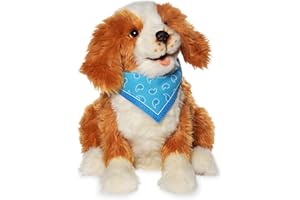 Ageless Innovation Joy For All Cagnolino interattivo - Amico fedele realistico, pelo morbido, movimenti di testa e coda, battito cardiaco reale e tecnologia Bark Back a due vie - Cucciolo maculato