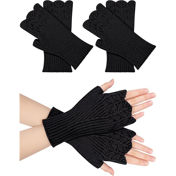 VEGCOO 2 Paires Gants Sans Doigts, Gants D'hiver Chauds En