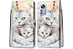 Mo-Somnus Funda para Xiaomi Mi 12 Pro, Funda Cartera Funda Libro Caso Piel PU con Tapa Magnético Billetera Flip Carcasa Cuero [Protección Completa] [Ranura para Tarjeta] (Gatos 2)