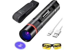 DARKBEAM Ultravioleta Luz UV 365nm Linterna Lamparas LED Negra, Potente Mini Blacklight Flashlight 370nm Portátil - Detector para Orina de Mascotas, Billetes, Epoxy Resina, Escorpión, Minerales