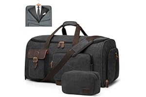 S-ZONE 60L Unisex 3-in-1 Umwandelbarer Kleidersack Canvas Kleidertasche Anzugtasche Carry On Garment Bag mit Kulturbeutel für Reisen Kurzurlaub Geschäftsreisen Aufbewahrung