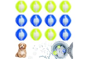 Moocuca 12 Stücke Tierhaarentferner Waschmaschine, Waschbälle für Waschmaschinen, Waschmaschine Ball zur Entfernung von Tierhaaren, Wiederverwendbare Fusselbälle für Waschmaschine