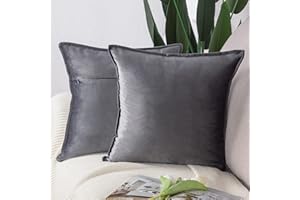 Madizz Super miękkie aksamitne dekoracyjne poszewki na poduszki z frędzlami, luksusowy styl, na sofę do sypialni, kwadratowe, szare, 50 x 50 cm