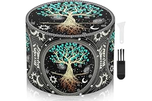 LHOEST Large Grinder 63MM Crusher 40 Grinding Teeth Metal Grinder Tree Design Cool 4 Layers Grinders Metal Crusher for Spice Mill with Scraper and Plastic Brush (Starry Sky Tree)