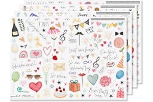 younikat Aufkleber-Set für Geburtstagsgeschenke I über 200 Sticker zum Basteln I permanenthaftend I DIY Happy Birthday Scrapbooking-Aufkleber I Fotoalbum Gestalten I Scrapbook Zubehör I dv1166