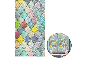 COSIESNEST Folia okienna, 400 x 30 cm, folia okienna na szkło, okna, tęcza, wzór prywatności, błyszczący kolor, kryształowa kratka, elektrostatyczna folia okienna do drzwi, łazienki i kuchni (kratka 30 x 400 cm)