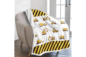Lunoroey Digger Blanket Throw Kids Boys Excavator Trucks and Transport Construction Truck Engineering Vehicle Throws Blankets Soft Sherpa Blanket