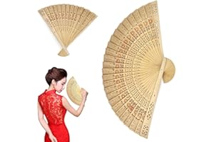 plastific - Wooden Bamboo Hand-Held Fans for Weddings Hand Folding Held Fan Wood Folding Hand Fan, Ornament Chinese Fan for Wedding Hand Fans for Weddings Decor Home Birthdays Gifts - DIY Decoration
