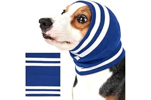 EASY JOY Ohrenschutz Hund & Gehörschutz für Hunde, Weicher Strick-Schutz für Wärme im Winter, Elastische Ohrenabdeckung gegen Schmutz, Für ruhigeres Verhalten bei Lärm, Blau, S