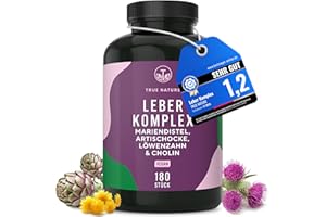 ‎TRUE NATURE Leber Komplex - Testsieger-Online.de 11/25-180 Kapseln mit Mariendistel, Artischocke, Löwenzahn & Cholin – mit 480 mg Silymarin – Unterstützt die Leber durch Cholin* – TRUE NATURE