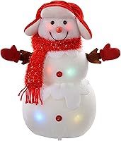 WeRChristmas Snowman with Colour Changing LED Body and Face Christmas Decoration, 33 cm - Large, Multi-Colour