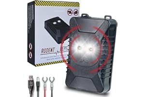 HARIKIKI Repellente Ultrasuoni per Topi, Dissuasori per piccioni, Repellente Cimici Auto Professionale, Anti Martore Insetti Roditori con Doppio Flash, Garage per Auto, Sala Macchine, Magazzino Cantina