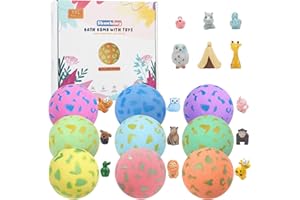 SHUCHING 9 Grande Bombas de Baño Moteadas para Niños con Juguetes, Bolas de Baño Infantiles con Sorpresa, Set de regalos Orgánico Natural para Cumpleaños Navidad