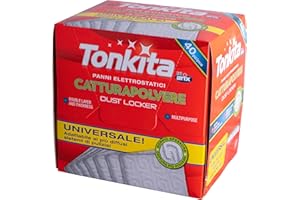TONKITA | 40 Panni Elettrostatici Catturapolvere Universali, Cattura Sporco con Texture 3D a Doppio Strato, Adatto a Tutti i Tipi di Pavimento, Ricambio Catturapolvere, 40 Pezzi - Made In Italy