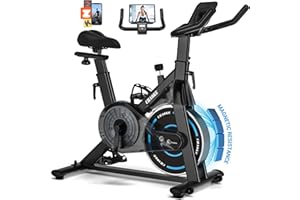 CHAOKE Heimtrainer Fahrrad mit App, 2025 Leiser Hometrainer mit Magnetwiderstand, Verstellbarem Sitz und Griff, LCD-Ergometer, Stationäres Fitnessbike mit großem Tablet-Halter, Bis 150KG