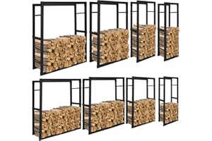 Lospitch Étagère à bûches de chauffage - Anti-rouille - Support en bois de chauffage - En métal noir - Pour bûches de bois - Dimensions : 25 x 100 x 150 cm