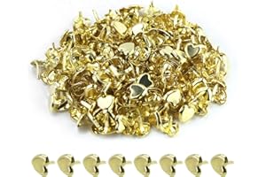 EASYKEENECOM 220pcs Mini Herzförmige Brads Musterklammern Herz Metall 9MM Verschlussklammern Gold Klammern Musterbeutelklammern Bastelklammern für DIY, Scrapbooking, Basteln, Kartenherstellung, Handwerk, Kinder