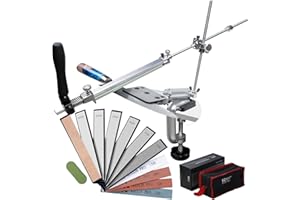 CWOVRS RX-008 Affilacoltelli Manuali Otazione a 360° ad Angolo Fisso, Dispositivo di Scorrimento e Fissaggio Preciso Aggiornato, kit per Affilare i Coltelli da Chef, 4+6 Pietre