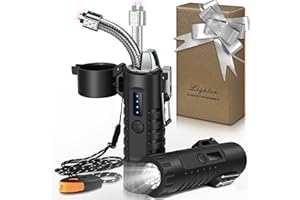 Lafagiet Electric Lighter, USB C Rechargeable, with LED Battery Display, Flashlight, 360° Flexible extendable Arc Lighters for Candle, Camping, Outdoor Adventure
