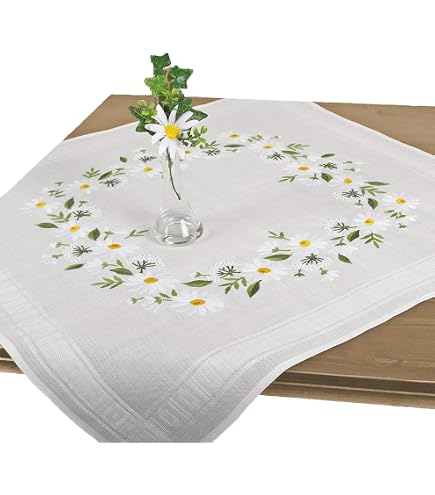 Set Da Ricamo Farfalla Per Tovaglia 85x85cm - Kit Completo Con Disegno Prestampato, Filo E Ago