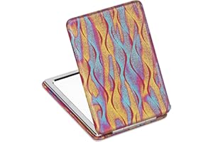 YTZJ DIRECT Premium Travel Makeup Vanity Mirror for Handbag Purse Pocket, Magnifying Beauty Compact Mirror for Girls and Women, Portable Handheld 2-Sided Folding Cosmetic Mirror with Stylish Red PU Leather