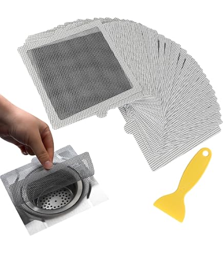 50 Autocollants Filtre à Cheveux Pour Douche - Maille Fine, Anti-Bouchon, Facile à Remplacer