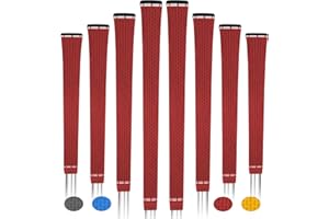 BYBOMYA Paquete de 8 empuñaduras de golf cómodas de goma suave para todo tipo de clima, juego de 8 empuñaduras antideslizantes para palos de golf para hombres y mujeres, diseño cónico bajo, excelente