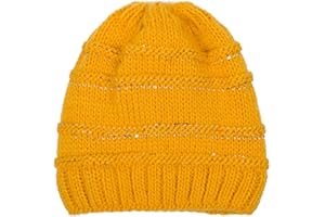 styleBREAKER Cappello Invernale da Donna in Maglia con Paillettes, Apertura per Coda di Cavallo e Fodera Termica in Pile, Cappello di Berretto 04024177