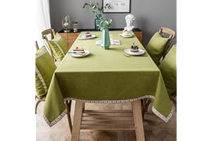 Guest Ruyunlai Tovaglia Cotone Antimacchia Rettangolare Impermeabile Lavabile Idrorepellente Tovaglia Jacquard per Feste e Compleanni per Bambini Copritavolo Cucina Disegno Party verde 5 130x220cm