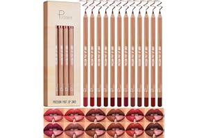 PETANSY Matte Lip Liner Pencil Set 12 Colors High Pigmented Lip plumper Smooth Waterproof Long-Lasting Lipstick Pen Lip Makeup Gift Set Non-Stick Cup Matte Lip Gloss
