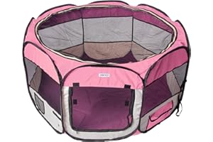 Funhobby Italia Srl Recinto Box per Animali Cani Gatti Cuccioli Pieghevole Portatile Tessuto Impermeabile con Cerniera per Interno o Esterno (Rosa, Rosa)