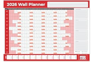 Papa Prints 2026 A2 Wall Planner Organising Full Year Calendar for Home, Office UK Holidays & Shaded Weekends Included
