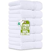 Utopia Towels Hand Towels, 41 x 71 cm, Pack of 6, White | 100% Cotton, Ultra Soft, Highly Absorbent