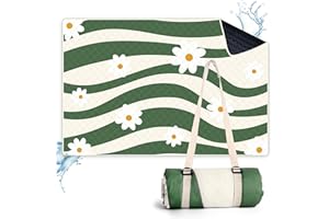 ‎LARUTAN LARUTAN Stranddecke, wasserdicht & waschbar, tragbare Picknickdecke mit Tragegurt - perfekt für Strand & Picknick Versailles Daisy 200 x 300 cm