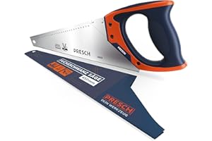 ‎PRESCH Presch Fuchsschwanz Säge 450mm - Scharfe Holzsäge mit 45° und 90° Anschlag - Profi Handsäge zum Sägen von Holz und Laminat